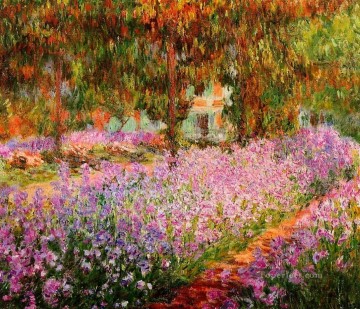 jardin Pintura al %C3%B3leo - Iris en el jardín de Monet Claude Monet